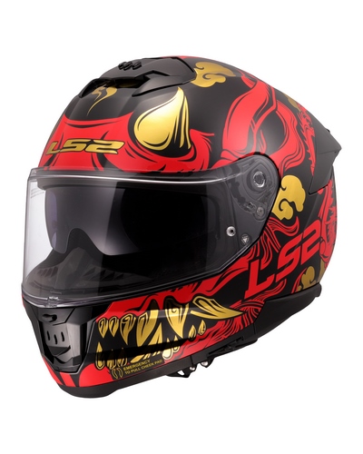 Casque Intégral Moto LS2 Stream II Drako rouge-or