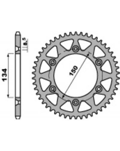 Couronne Moto PBR Couronne acier PBR 48 dents chaîne 520 Kawasaki RM-Z250