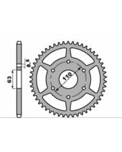 Couronne Moto PBR Couronne PBR 43 dents alu type 4675 pas 520