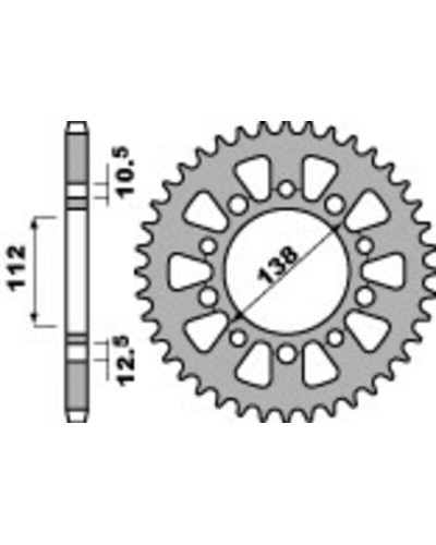 Couronne Moto PBR Couronne PBR 45 dents alu ultra-light pas 520 type 4384 Honda NC700JD