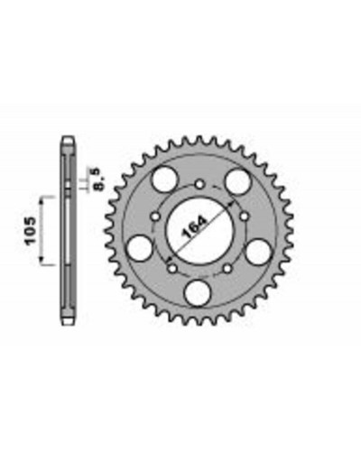 Couronne Moto PBR Couronne PBR 47 dents acier type 4557 pas 525 GILERA GP800 APRILIA SRV850