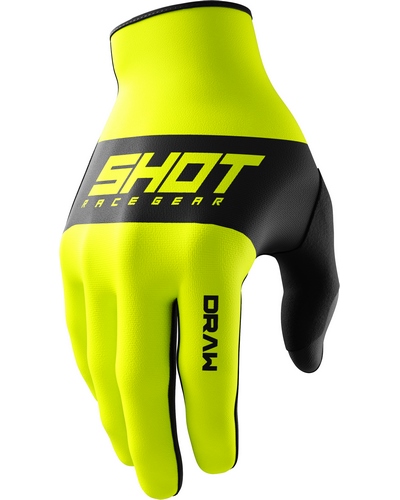 Gants Moto Cross SHOT Draw Sky kid jaune fluo Gants Moto Cross SHOT Draw Sky kid jaune fluo