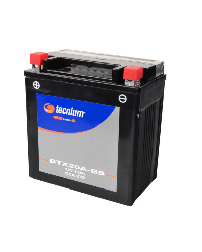 Batterie Moto TECNIUM Batterie TECNIUM BTX20A-BS sans entretien livrée avec pack acide