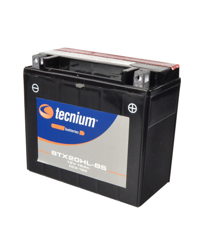 Batterie Moto TECNIUM Batterie TECNIUM BTX20HL-BS sans entretien livrée avec pack acide