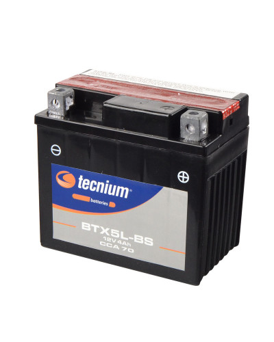 Batterie Moto TECNIUM Batterie TECNIUM BTX5L-BS sans entretien livrée avec pack acide