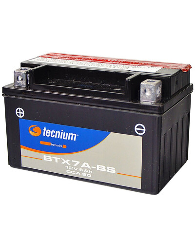 Batterie Moto TECNIUM Batterie TECNIUM BTX7A-BS sans entretien livrée avec pack acide